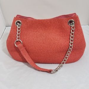 Large Salmon Color Canvas Handbag